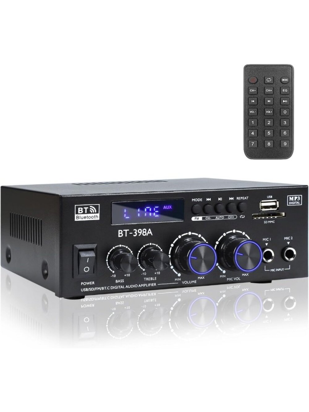 Powerful 900W Stereo Audio Amplifier Receiver for Speakers, FM Radio, USB/AUX